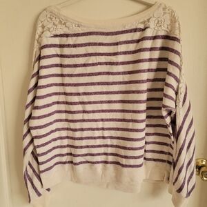 Aeropostale Lavender and Cream Striped Sweater